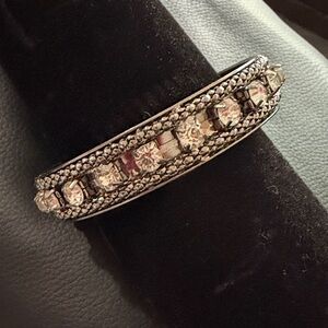 Elegant Gunmetal Toned Women's Bracelet with Stones